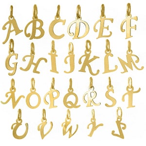 Pendentif initial en or massif 14 carats avec breloque alphabet personnalisée pour collier A B C D E J G M