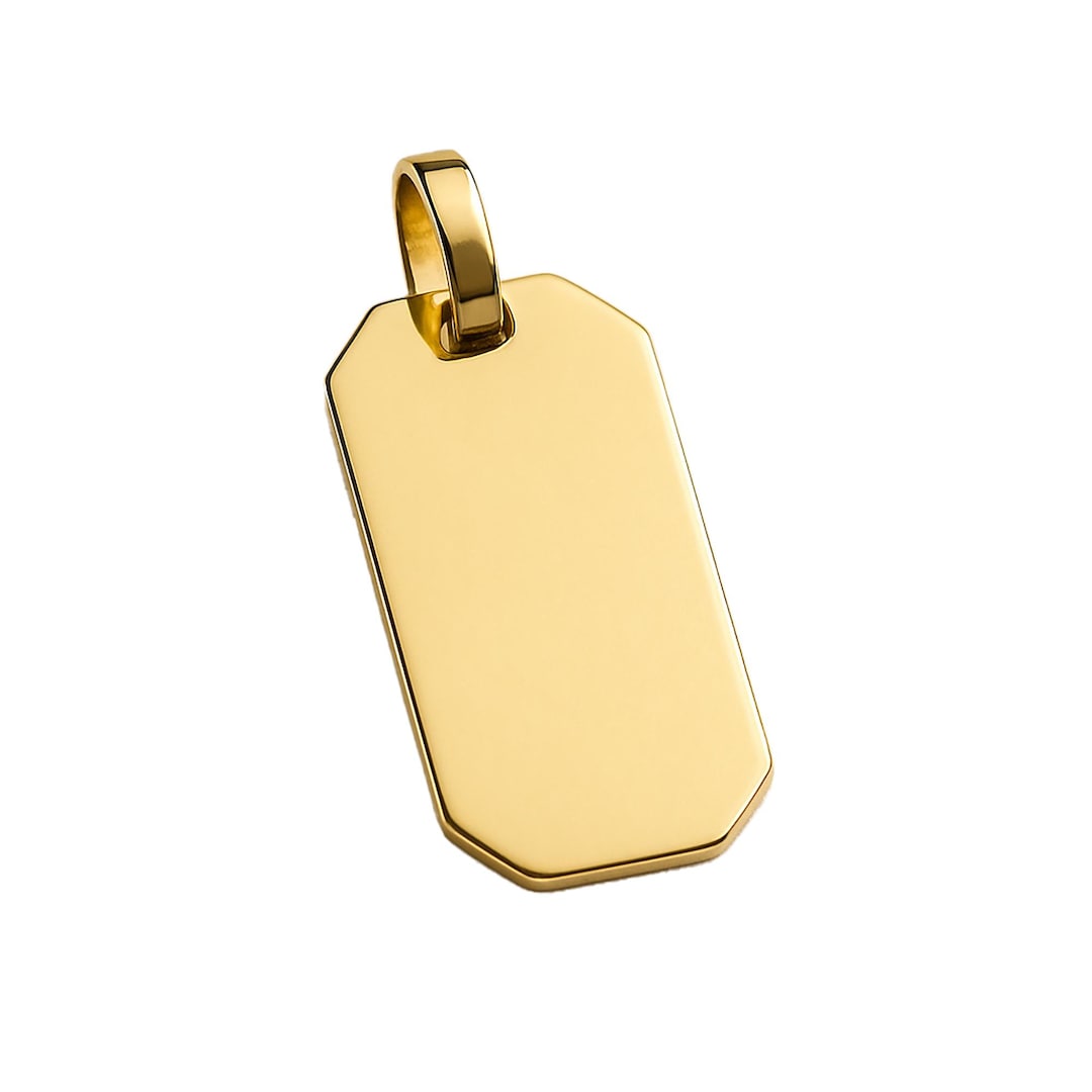 14K/10K/9K Solid Gold Rectangle Pendant Tag Personalized Charm Custom ...