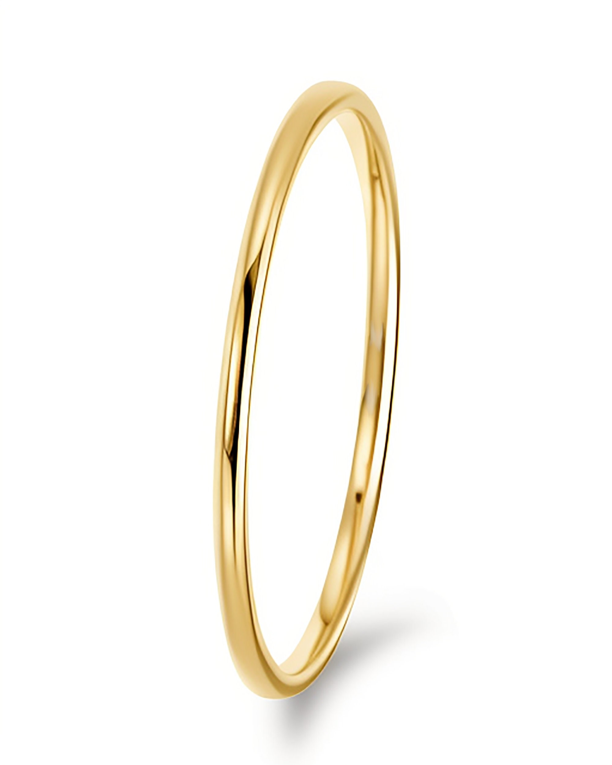 14k Solid Gold Ring 1mm Gold Stacking Ring, 585 Gold Round Wedding Band ...