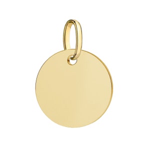 Anhänger Gravurplatte 14K Echt Gold 585 8mm 10mm 12mm 15mm Goldanhänger Rund Platte für Gravur