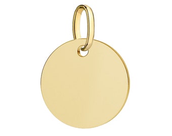 14K/10K/9ct Solid gold round disc pendant tag personalised charm Custom Initial engraving plate size from 8mm-18mm