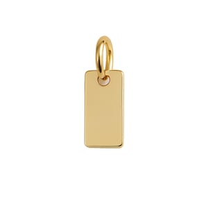 14K/10K/9K Solid Gold Rectangle Pendant Tag Personalized Charm Custom Initial Engraving Plate