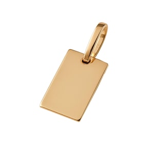 14K/10K/9ct Solid Gold Pendant Rectangle Vertical Tag Personalized Charm Custom Initial Engraving Plate for Necklace