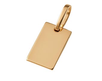 Solid Gold Initial Pendant, Personalized Vertical Tag Charm