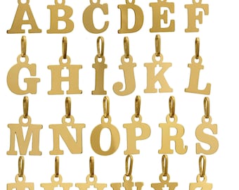 14K/10K/9ct Solid Gold Pendant Initial Alphabet Letter Charm for Necklace or Bracelet A-Z-20mm