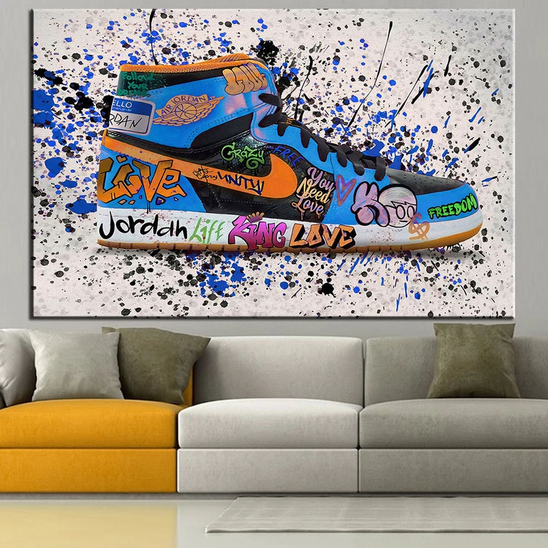 Graffiti Street Art Work Jordan Shoes Pop Wall Pictures and | Etsy