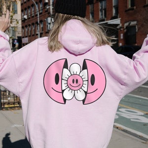 Smiley Face Flower Trendy Hoodie | Oversized Hoodie | Aesthetic Hoodie | Smiley Face Hoodie | VSCO Hoodie | Flower Smile Face Hoodie