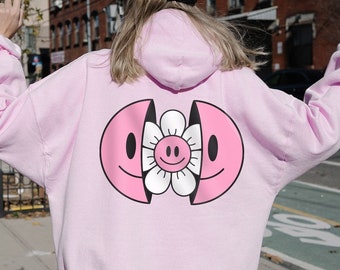 Smiley Face Flower Trendy Hoodie | Oversized Hoodie | Aesthetic Hoodie | Smiley Face Hoodie | VSCO Hoodie | Flower Smile Face Hoodie