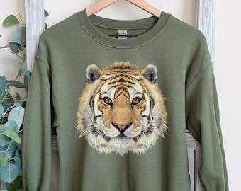 Suéter Tiger Face / Sudadera Tiger / Get em Tiger / Boho / Sudadera vintage / Tropical Jungle Tee / Regalo para ella / Sudadera unisex