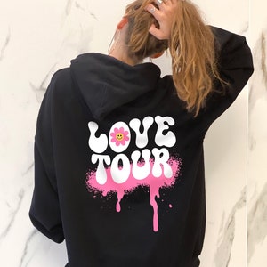 Love Tour Oversized Hoodie | Trendy Hoodie | Aesthetic Hoodie | Smiley Face Hoodie | VSCO Hoodie | Flower Smile Face Hoodie