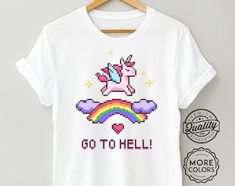 Unicorn Shirt, Funny Unicorn Shirt, Pixel Unicorn T Shirt, Rainbow Unicorn Shirt, Funny Gift, Unicorn Rainbow Unisex T-Shirt