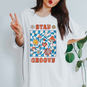 Stay Groovy Oversized T-Shirt - Aesthetic Shirt | Retro Vintage Style | Positive tshirt | VSCO girl | Tumblr t-shirt | Cute Y2K Tee