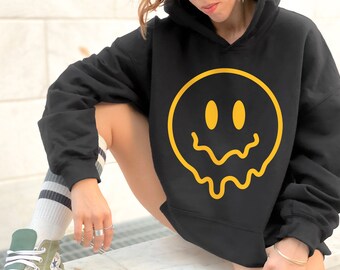 Smiley Face Hoodie |  Oversized Hoodie | Preppy Sweatshirt | Yellow Smile Face |  Aesthetic Clothes Trendy Y2k Hoodie Unisex Hoodie