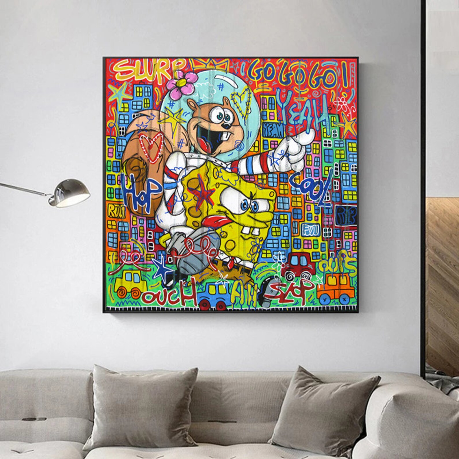 Pop Street Art Spongebob Graffiti Art Decor for Kids Room Etsy UK