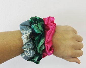 Hot Pink Silk scrunchie