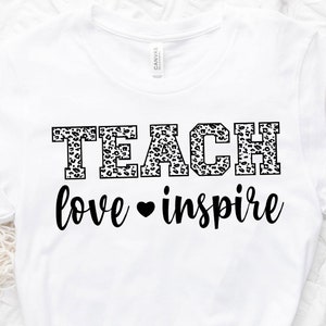 Leer Liefde Inspire Svg, Leopard Leraar Shirt Svg, Leraar Waardering Gift Svg, Leuke leraar Shirt op Svg, Digitale Cut File
