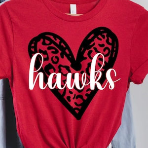 Hawks Mascot Svg, Hawks Svg, Hawks Heart Leopard Svg, Football, Basketball, Baseball, Sport, Digital Cut File, Instant Download