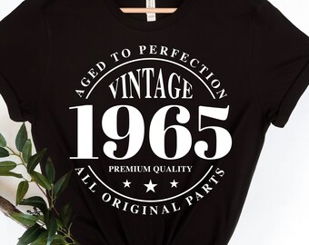 1965 Vintage Birthday Svg, 1965 Shirt, 1965 Birthday Shirt, Born in 1965, Aged to Perfection Svg, Mugs, Digital Cut File, Instant Download