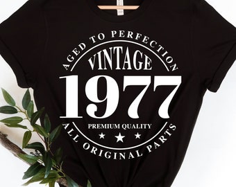 1977 Vintage Birthday Svg, 1977 Shirt, 1977 Birthday Shirt, Born in 1977, Aged to Perfection Svg, Mugs, Digital Cut File, Instant Download