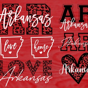 Arkansas 7 Design Bundle Svg, Arkansas Leopard Love Heart Map Bundle, AR Svg, Arkansas State Svg, Digital Cut File, Instant Download