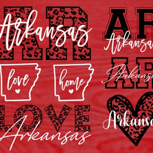 Arkansas 7 Design Bundle svg, Arkansas Leopard Love Herz Map Bundle, AR svg, Arkansas State svg, Digital Cut File, Instant Download