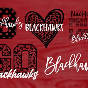 Blackhawks Mascot 6 Design Bundle, Voetbal, Basketbal, Honkbal, Softbal, Gameday Svg, Digital Cut File, Instant Download