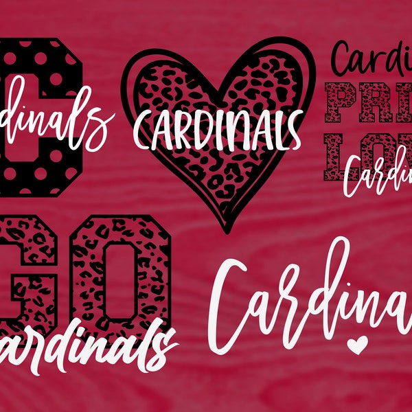 Cardinals Mascot 6 Design Bundle, Football, Basketball, Baseball, Softball, Gameday Svg, Digital Cut File, Instant Download