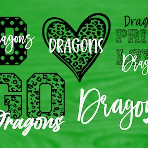 Dragons Mascot 6 Design Bundle, Football, Basketball, Baseball, Softball, Gameday Svg, Digital Cut File, Instant Download