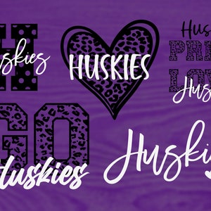 Huskies Mascot 6 Design Bundle, Football, Basketball, Baseball, Softball, Gameday Svg, Digital Cut File, Instant Download