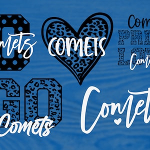 Comets Maskottchen 6 Design Bundle, Fußball, Basketball, Baseball, Softball, Gameday Svg, Digital Cut Datei, Sofortiger Download
