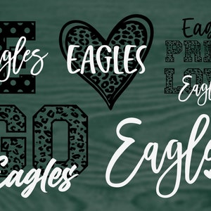 Eagles Mascot 6 Design Bundle, Football, Basketball, Baseball, Softball, Gameday Svg, Digital Cut File, Instant Download