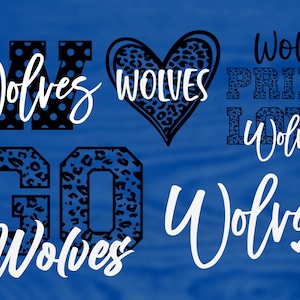 Wolves Mascot 6 Design Bundle, Football, Basketball, Baseball, Softball, Gameday Svg, Digital Cut File, Instant Download