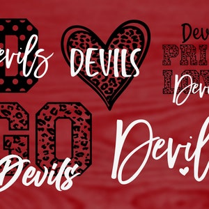 Devils Mascot 6 Design Bundle, Fútbol, Baloncesto, Béisbol, Softbol, Gameday Svg, Digital Cut File, Descarga instantánea