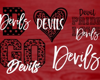 Devils Mascot 6 Design Bundle, Football, Basketball, Baseball, Softball, Gameday Svg, Fichier de coupe numérique, Téléchargement instantané