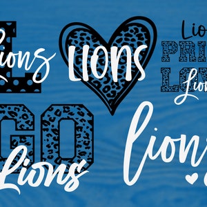 Lions Mascot 6 Design Bundle, Football, Basketball, Baseball, Softball, Gameday Svg, Digital Cut File, Instant Download