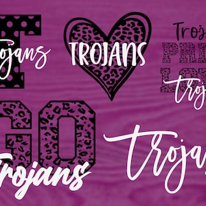 Trojans Mascot 6 Design Bundle, Football, Basketball, Baseball, Softball, Gameday Svg, Digital Cut File, Instant Download