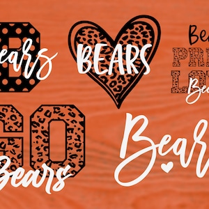 Bears Mascot 6 Design Bundle, Football, Basketball, Baseball, Softball, Gameday Svg, Fichier de coupe numérique, Téléchargement instantané