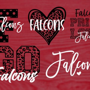 Falcons Mascot 6 Design Bundle, Football, Basketball, Baseball, Softball, Gameday Svg, Digital Cut File, Instant Download