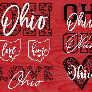 Ohio 7 Design Bundle Svg, Ohio Leopard Love Heart Map Bundle, OH Svg, Ohio State Svg, Digital Cut File, Instant Download