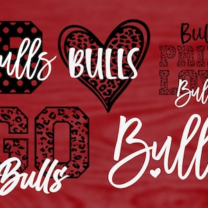 Bulls Mascot 6 Design Bundle, Voetbal, Basketbal, Honkbal, Softbal, Gameday Svg, Digital Cut File, Instant Download