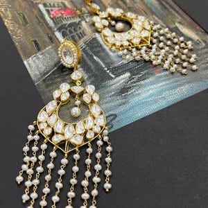 Boucles d&#39;oreilles en argent 925 faites main pour femmes, boucles d&#39;oreilles indiennes traditionnelles, boucles d&#39;oreilles pour les festivals, boucles d&#39;oreilles kundan polki pour les occasions.