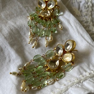 Boucles d&#39;oreilles en argent sterling 925 Kundan : bijoux indiens artisanaux