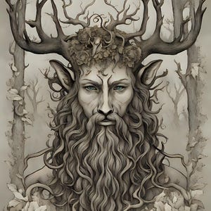 Cernunnos - Celtic Forest God, Celtic god, nature god, god of the forest, faun god (Art Print)