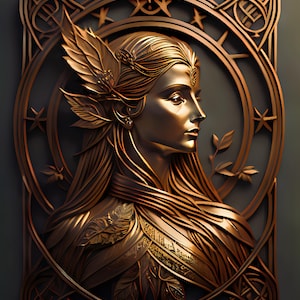 Brigid - Bronze Goddess, Goddess Brigid, Homestead Goddess, Blacksmith Goddess, Fire Goddess, Saint Brigid, Celtic Goddess (Art Print)