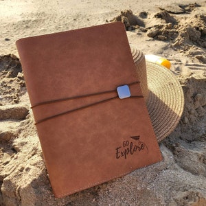 Set de diario de viaje personalizable Globetrotter A5 de piel sintética vegana con ranuras para tarjetas y documentos de identidad