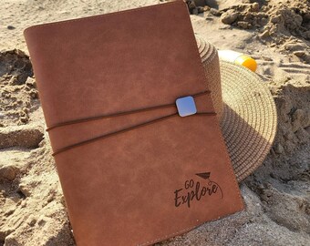 Personizable Leather Travel Journal Set Globetrotter A5 PU Leather with card and ID slots