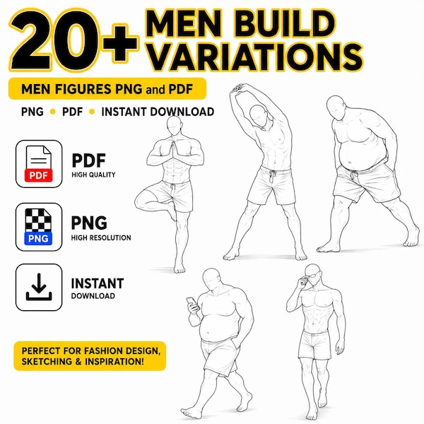 Male Base Drawing Template - Etsy