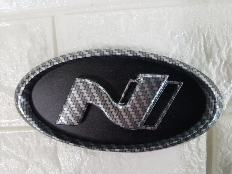 Hyundai N Logo Carbon Fiber Emblem Car Badge Veloster Elantra Etsy