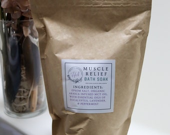 Muscle Relief - Arnica, Eucalyptus, Lavender, and Peppermint Bath Soak / Salts - Bulk 2-Pound Bag