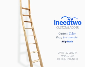 Custom ladder -  Up to 120"  - 18" Width - Unfinished Oak Ladder